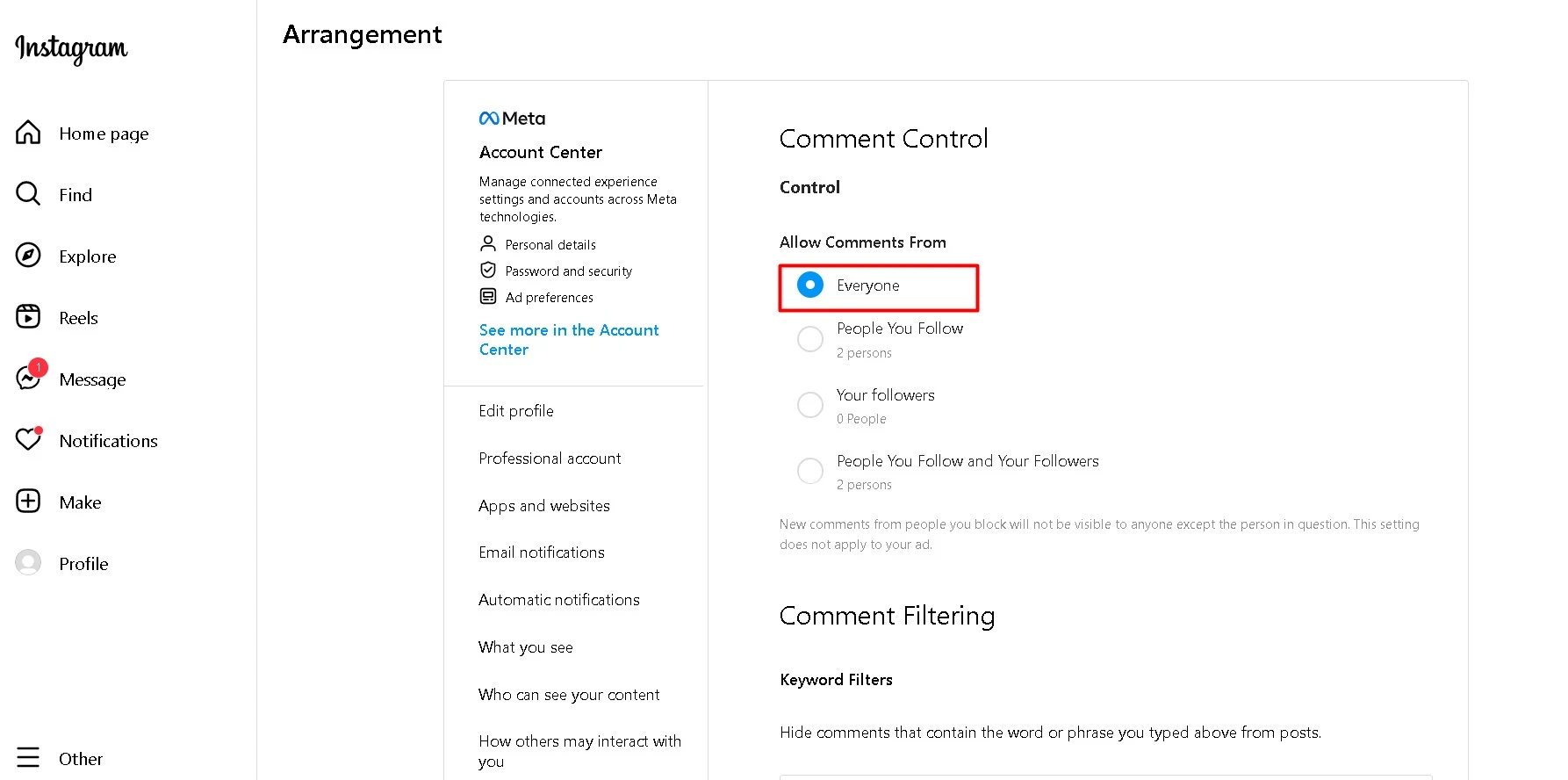 Step 10: Instagram comment integration setup