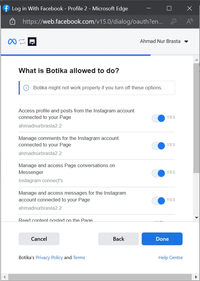 Step 6: Instagram Direct Messages integration setup