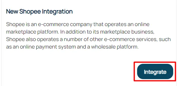 Step 2: Shopee integration setup