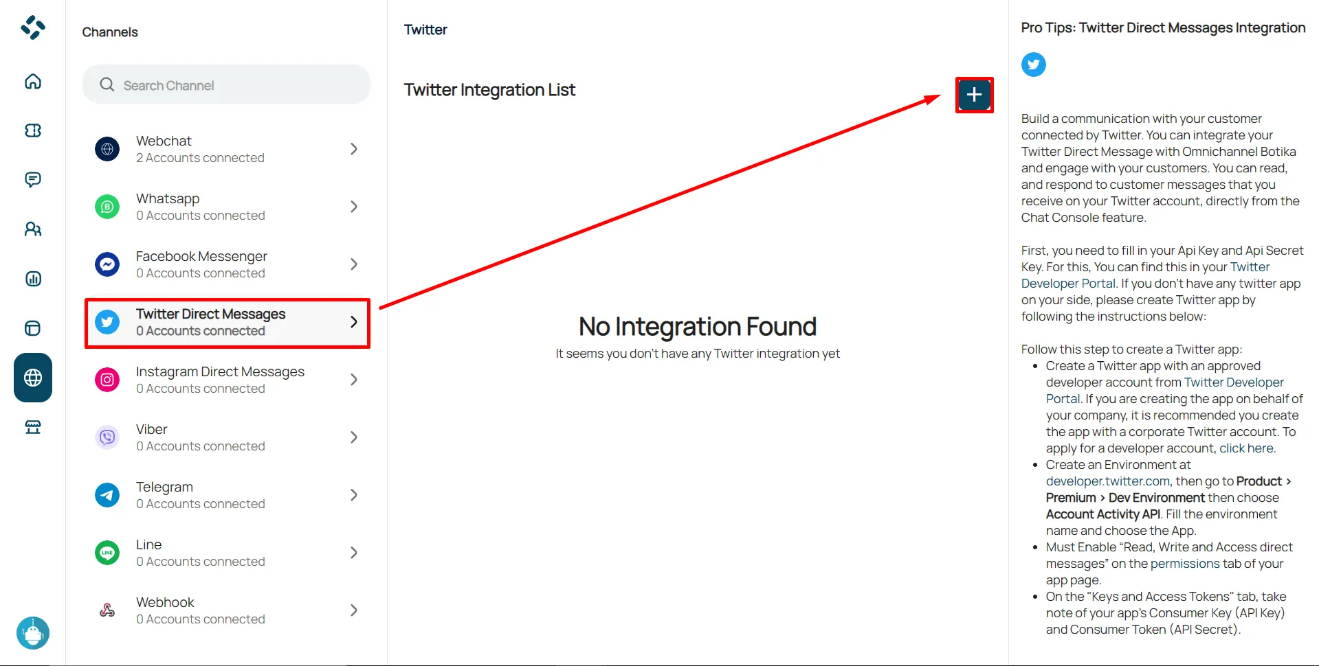 Step 1: Twitter integration setup
