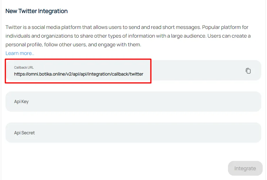 Step 10: Twitter integration setup
