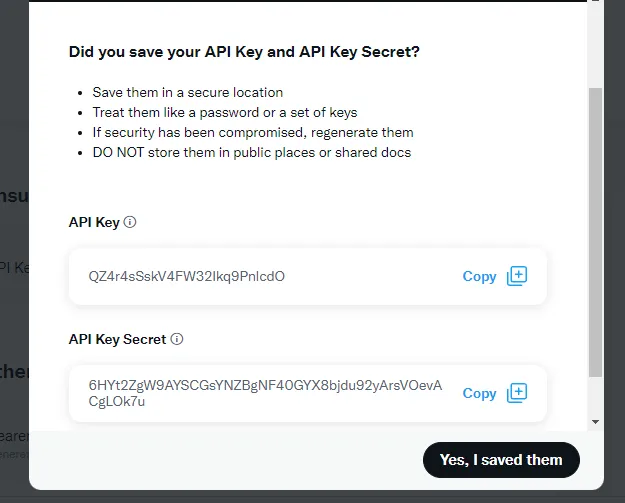 Step 16: Twitter integration setup
