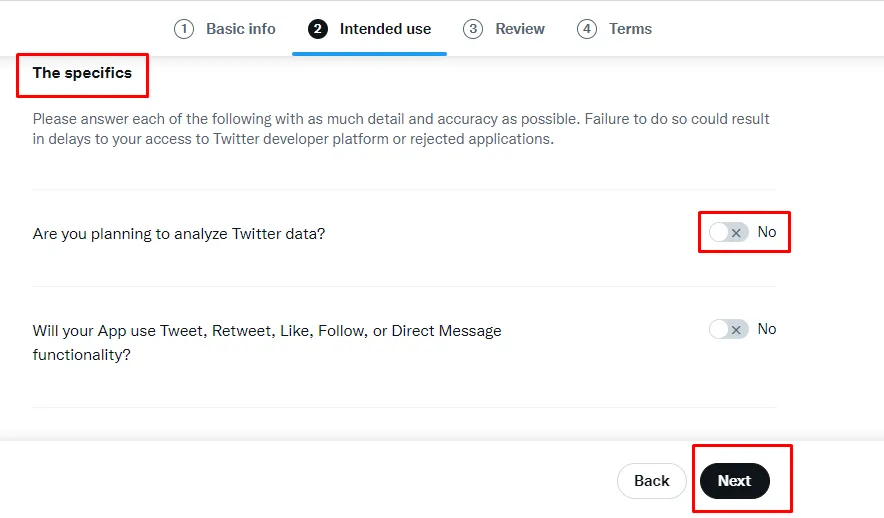 Step 6.3: Twitter integration setup
