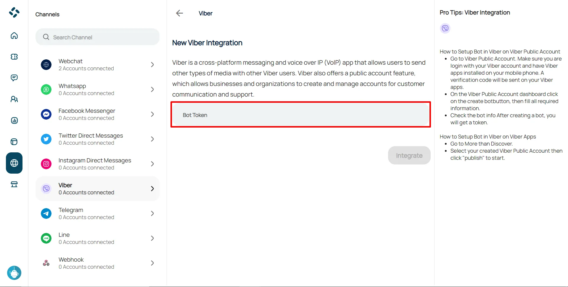 Step 11: Viber integration setup